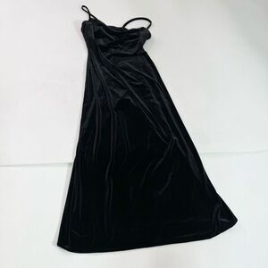 XGen Midi Dress Womens Medium Black Velvet Velour Y2K 90s Strappy Whimsigoth
